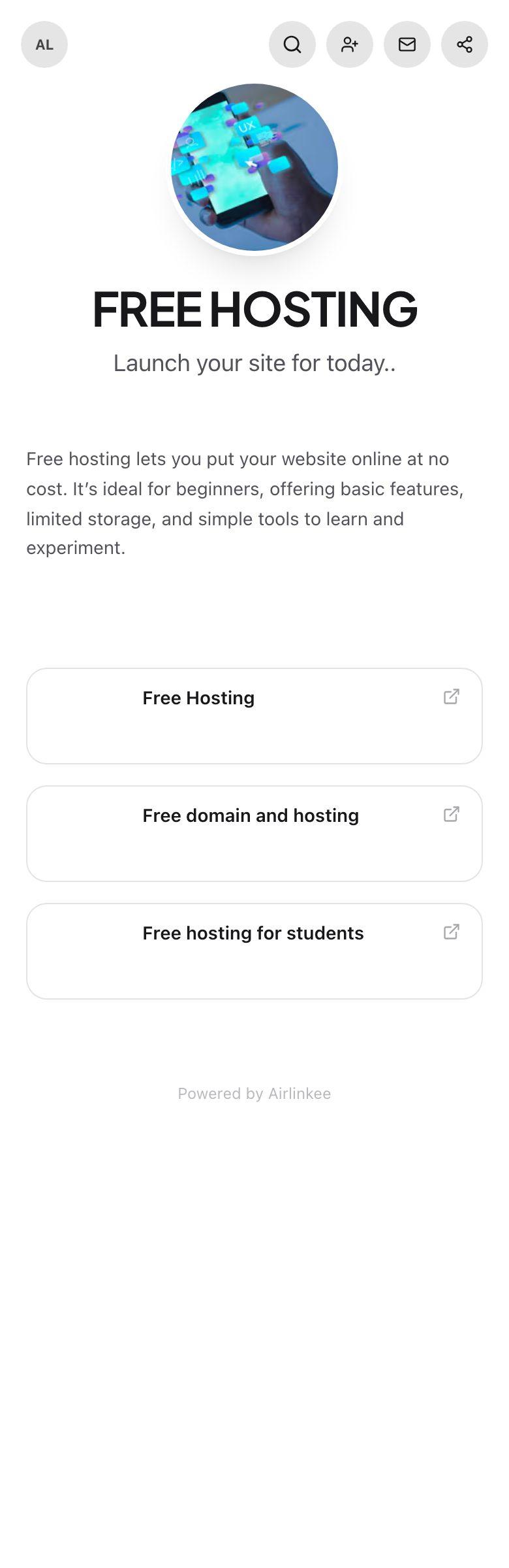 FREE HOSTING's profile preview