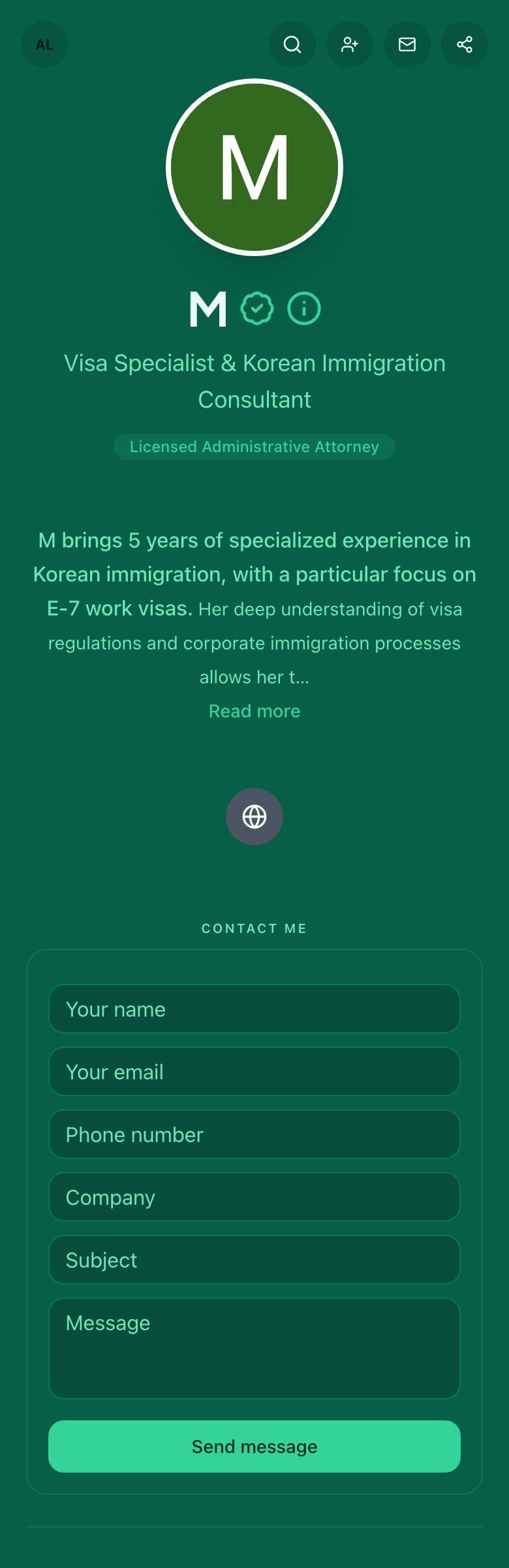 M's profile preview