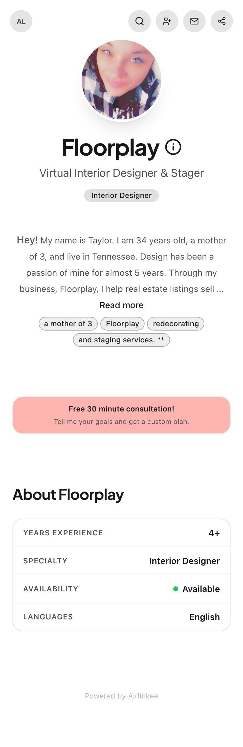 Floorplay's profile preview